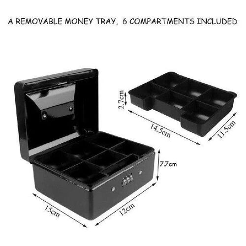 Durable Metal Coin Box With Locking Storage Tray - Small