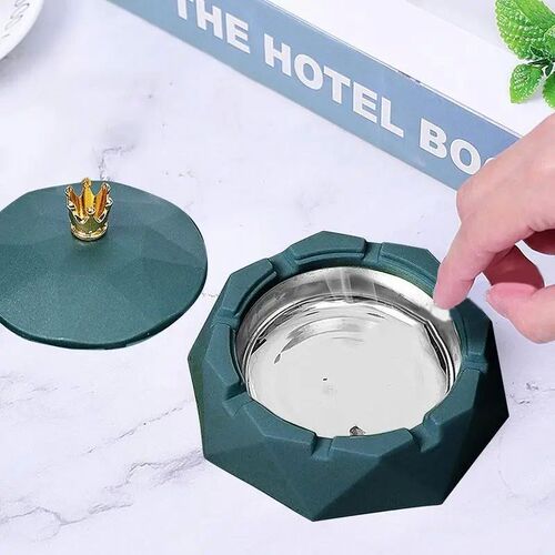 Round Stainless Steel Ashtray Windproof Ashtrays with Rotati
