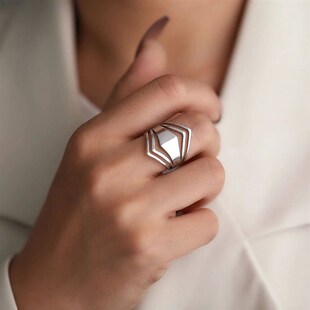 Stainless Steel Ring Geometric Rhombus Antique Rings Anillos