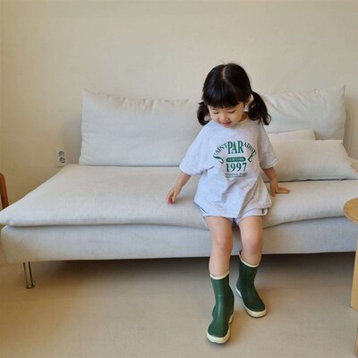 Childrens Clothing Femal Short-sleeved Suit Childrens Summ
