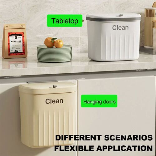12L Kitchen Trash Can Wall Mounted Hanging Trash Bin With Li