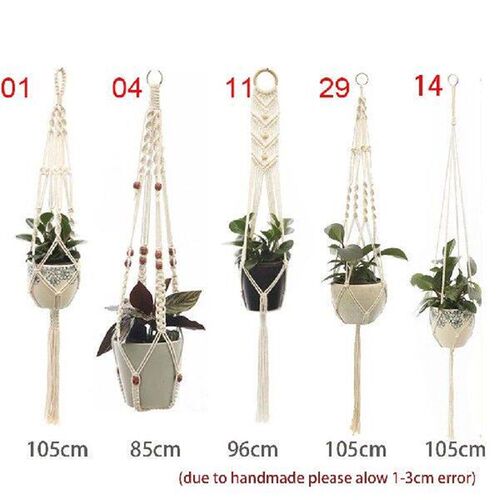 white cotton handmade macrame plant wall hanger flower pot