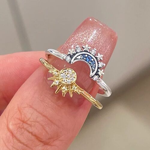 2023 New Summer Women Fashion Sun Moon Star Ring Elegant Tem