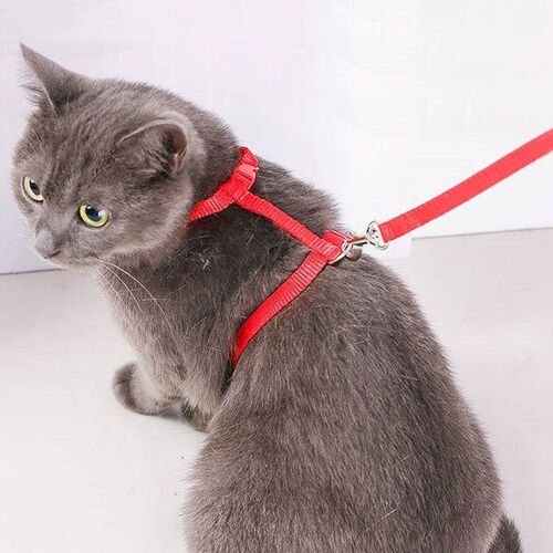 Adjustable Cat Harness Nylon Strap Collar with Leash Escape