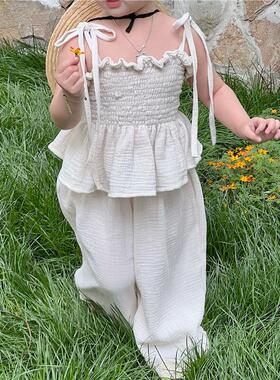 Korean Children Kids Clothing Set Girls Summer Organic Cotto