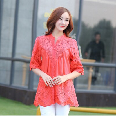 New 2021 Summer blouse Embroidery Shirt Loose Women Blouses