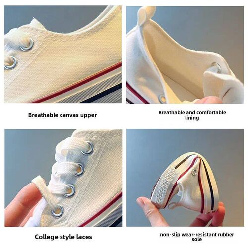 Childrens Low-top Canva Shoes 2024 Spring New Style White C