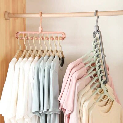 9 Holes Hangers Shelves Closet Organizer Household Folding R