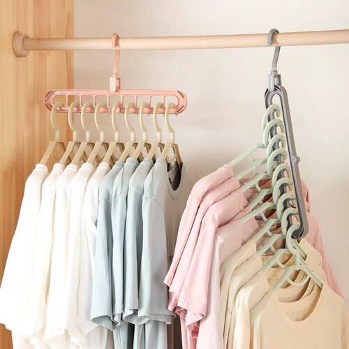 9 Holes Hangers Shelves Closet Organizer Household Folding R