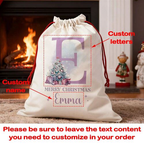 Personalized Name Merry Christmas Large Gift Bag Santa Claus