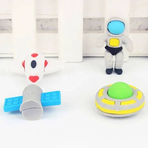 Space Eraser Novelty Mini Rocket Astronaut Rubber Eraser for