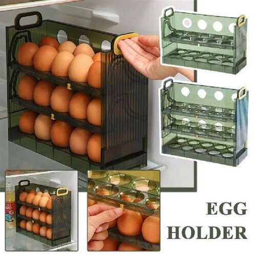 1PC Plastic Flippable Egg Box Storage Box Side Door Of