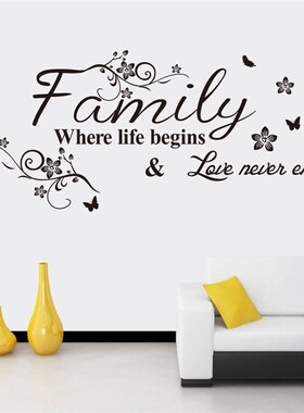 New Family English Proverbs Flower Vine Sofa Bedroom Backgr