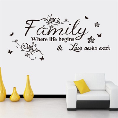 New Family English Proverbs Flower Vine Sofa Bedroom Backgr