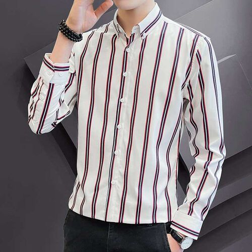 Summer Mens tendy Striped Shirt Business Casual Top Daily S