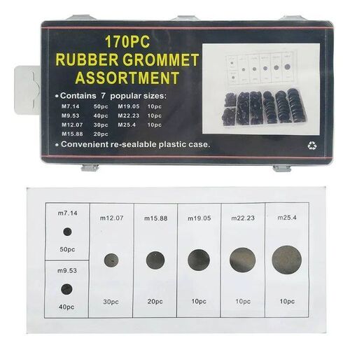 170pcs Black Rubber Grommet Firewall Hole Plug Retaining Rin