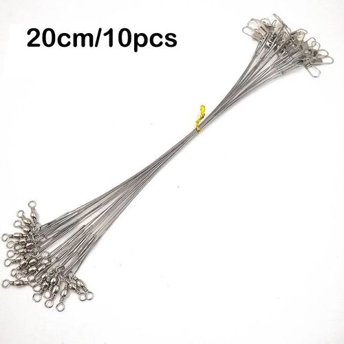 10Pcs Steel Fishing Line Steel Wire Leader With Swivel Olta