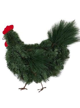 Christmas Rooster Chicken Wreath Xmas Wreath Artificial Pine