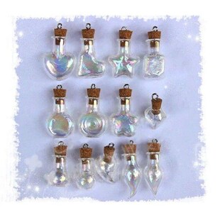 10pcs Mini Glass Bottles With Rainbow Cork Stopper Tiny