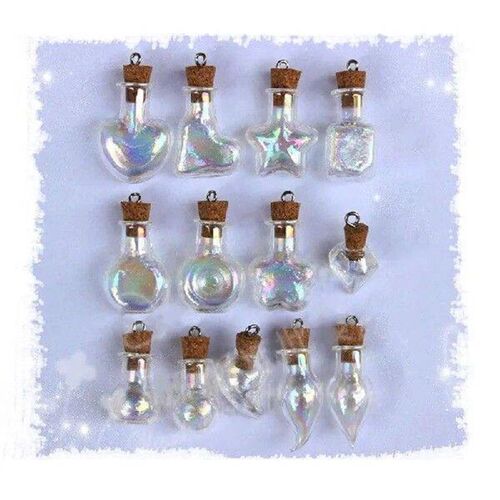 10pcs Mini Glass Bottles With Rainbow Cork Stopper Tiny