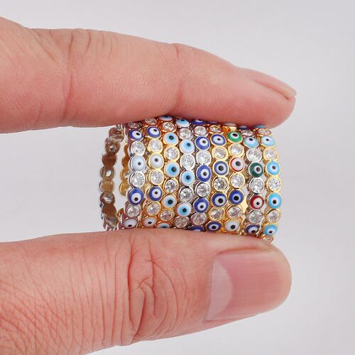 New Bohemia Lucky Turkish Blue Evil Eye Rings Dripping Oil O