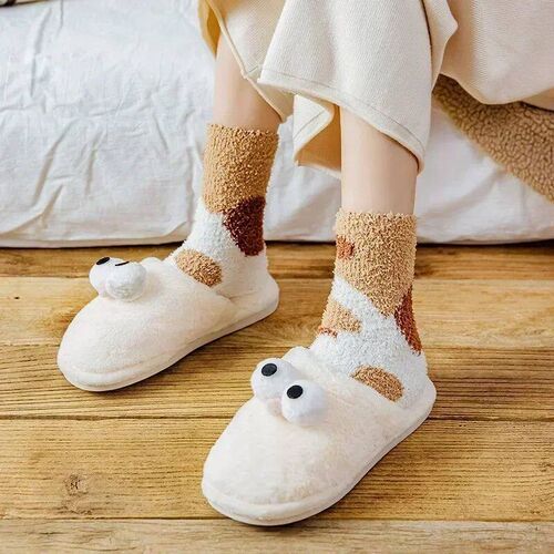 Winter Lamb Kawaii Cartoon Socks for Women Cute 3d Dog Cat P