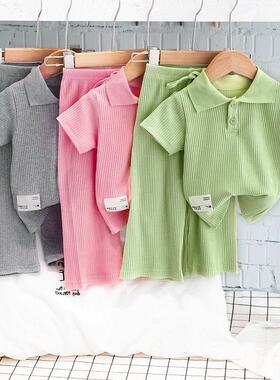 Girls Summer Clothing Suit Children Short-Sleeved  Shirt Wid