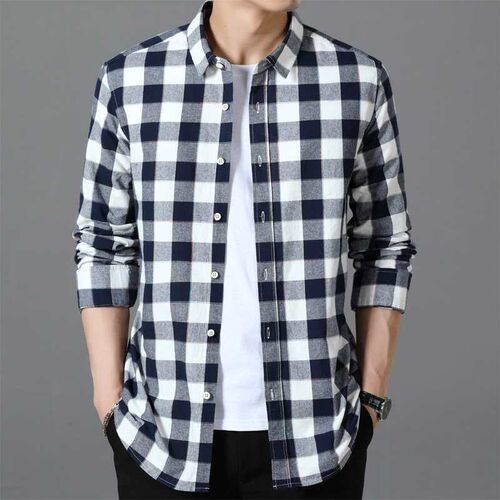 Autumn New Mens Long Sleeve Plaid Shirt Casual Loose Shirt