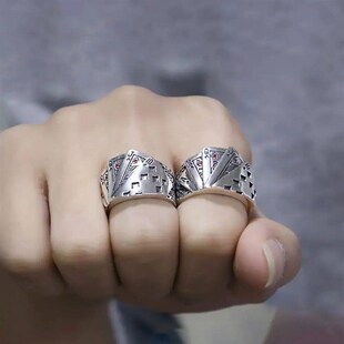 Vintage Punk Straight Flush Poker Opening Ring Exaggerated P