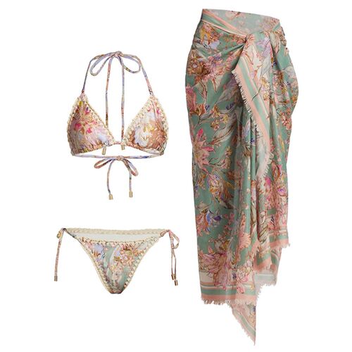 Retro Swimsuit Flower Printed swimwear Holiday Beachwear Des