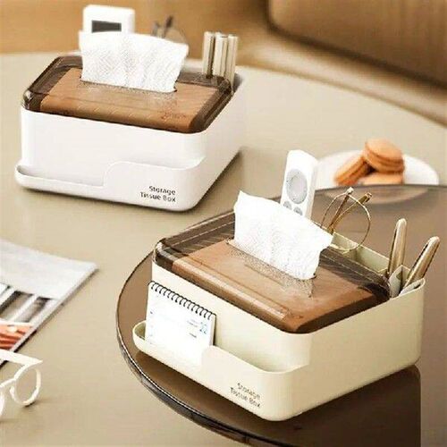 Tissue Box Holder Napkin And Remote Control Organizer