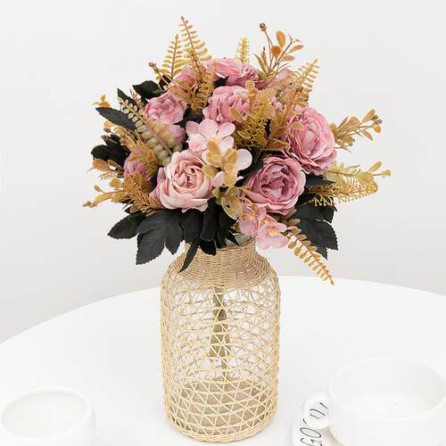 Retro Silk Artificial Rose Flowers DIY Autumn Wedding Home D