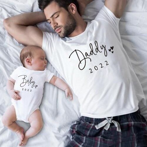 Funny Baby Daddy 2023 Family Matching Clothing Simple Pregna