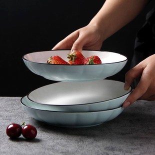 4 pure white round plates Dinner plate home cerami