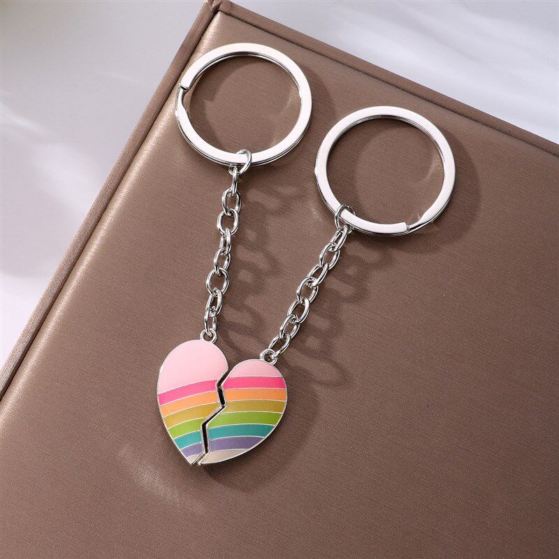 Love Rainbow Keychain Girls Simple Bag Pendant Alloy Drip Ch图片
