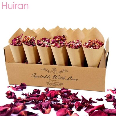 Wood Grain Confetti Cone Holder Rose Dried Flower Petal Wedd