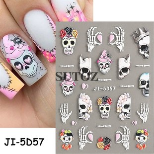 5D Skulls Bone Nail Stickers Halloween Spooky Astronaut Alie