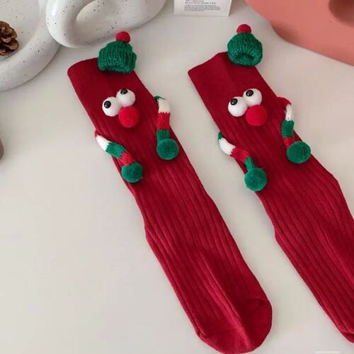 Cute Magnet Socks Elastic Soft Cartoon Hand Socks Holiday Gi