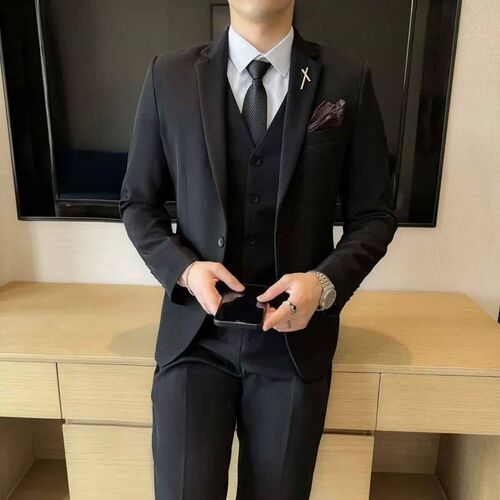 Black Mens Office/Interview Suit  Piece, Fashion Slim Fit