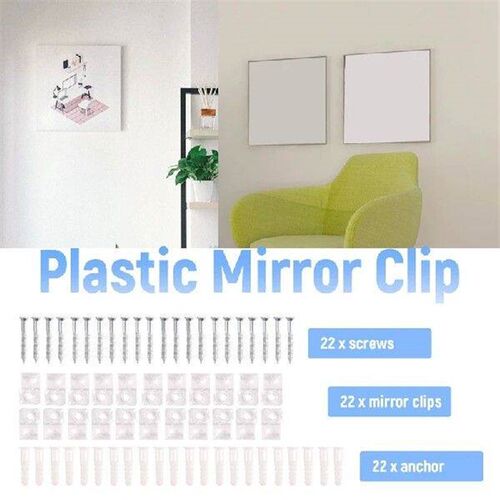 22 Sets Of Mirror Holder Clips Kit Crystal Clear Plastic