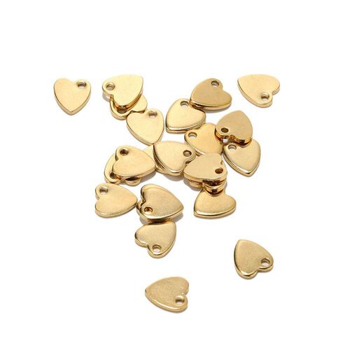 20pcs Stainless Steel Small Flat Heart Pendant Charms for DI