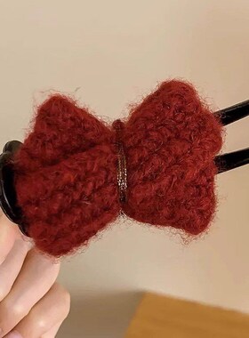 New Year Red Bow Hair Clip Backofhead Bun Holder Womens Fest