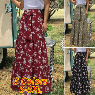 Women Long Maxi Skirts Celmia 2022 Autumn Vintage High-Waist