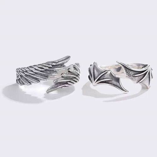 Retro Angel Demon Wing Couples Rings Fashion Men Women Jewel