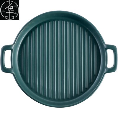 Oven pan ceramic plate household breakfast flat dish microwa