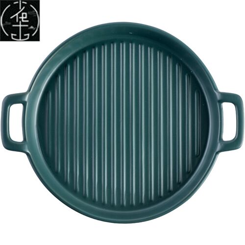 Oven pan ceramic plate household breakfast flat dish microwa