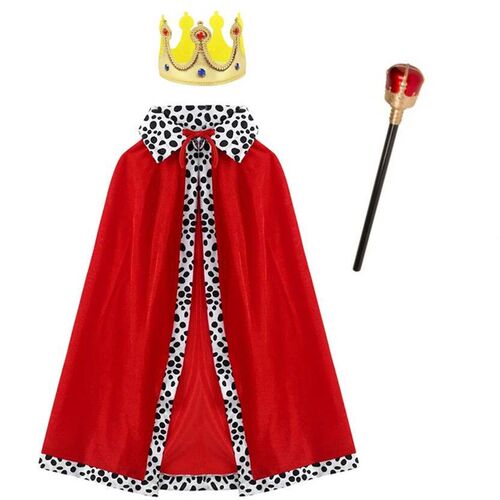 Halloween Adult King Red Cloak Cotume Kid King Prince Robe C