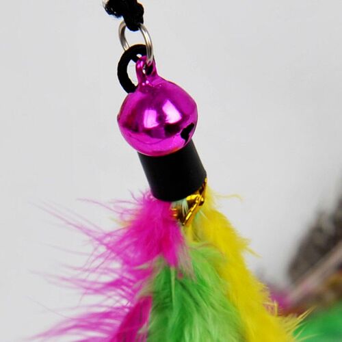 Funny Kitten Cat Teaser Interactive Toy Rod with Bell and Fe