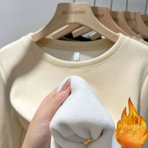 Winter Women Thermal Underwear ops Round Neck Fleece Basic P