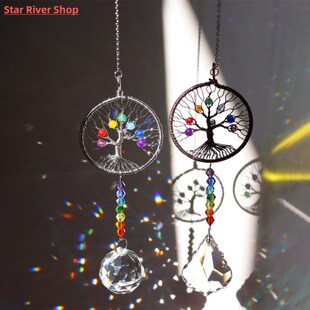 Crystal Tree of Life Catchers Crystals Ball Pendant Rainbow